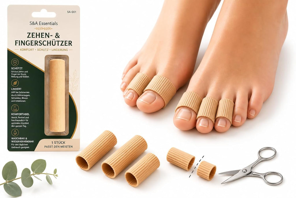 S&A Essentials Toe & Finger Cover - Anti Friction Toe Protectors Against Pressure & Friction - Corns & Callus Protection - Cut to Size - S/M/L (Size S Diameter 1.5 cm, Length 15 cm)