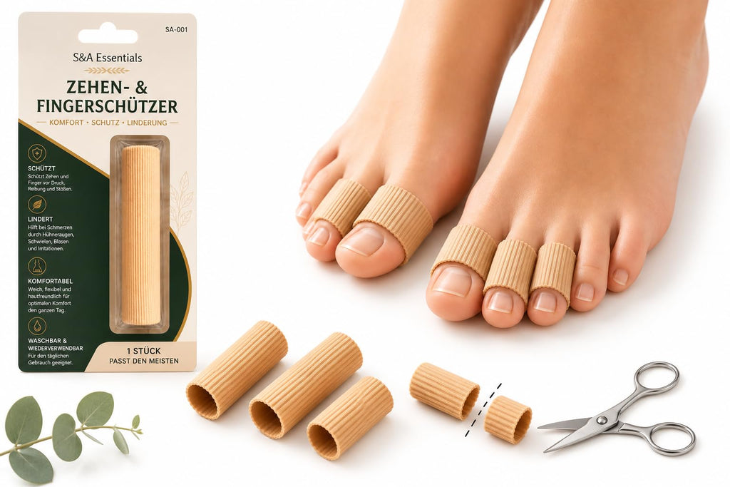 S&A Essentials Toe & Finger Cover - Anti Friction Toe Protectors Against Pressure & Friction - Corns & Callus Protection - Cut to Size - S/M/L (Size S Diameter 1.5 cm, Length 15 cm)