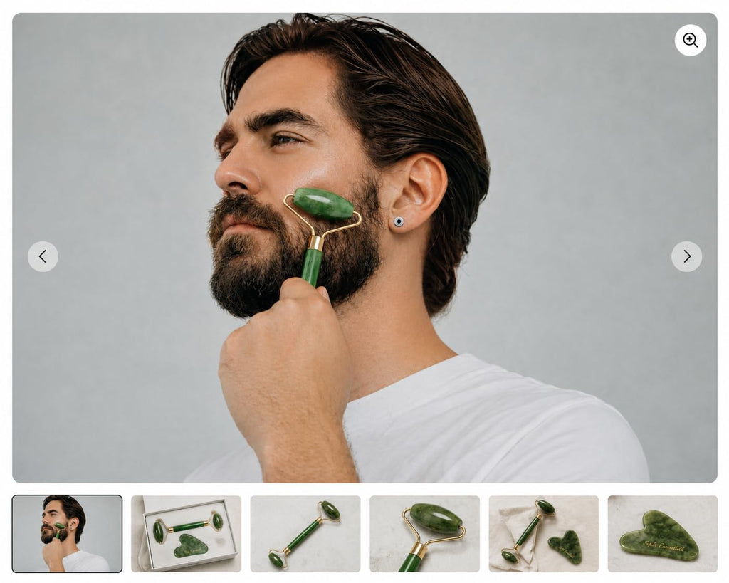 Jade Roller & Gua Sha Set – 100% Real Jade Stone Face Massager – Cooling Facial Massage Tool for Puffiness, Dark Circles, Skin Care & Relaxation – S&A Essentials