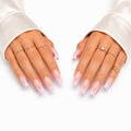 24 Press On Nails Coffin Medium Length – Pink French Tip Fake Nails with 3D Wave Design – Glossy Reusable Glue On Nails – Full Cover Acrylic Nail Set for Women
