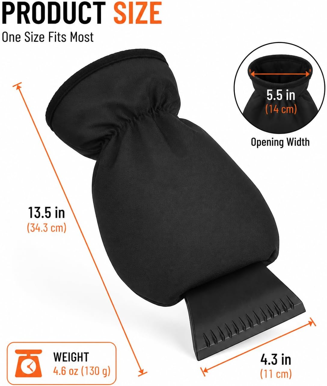 Ice Scraper with Glove Car - Warm, Waterproof & Windproof Snow Scraper - Robust Ice Scraper Removes Ice & Snow Quickly - No Freezing, No Wet Hands - S&A Essentials