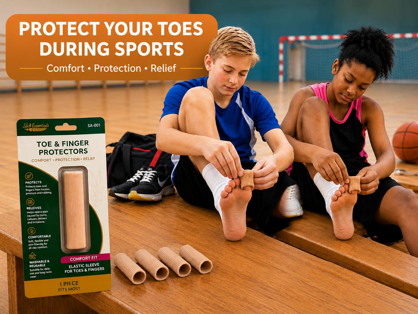 Generisch Toe & Finger Sleeve – Anti-Friction Toe Protector Against Pressure & Rubbing – Protection for Corns & Calluses – Cut-to-Size – Sizes S/M/L – S&A Essentials (L Ø 2,5 cm, Länge 15 cm)