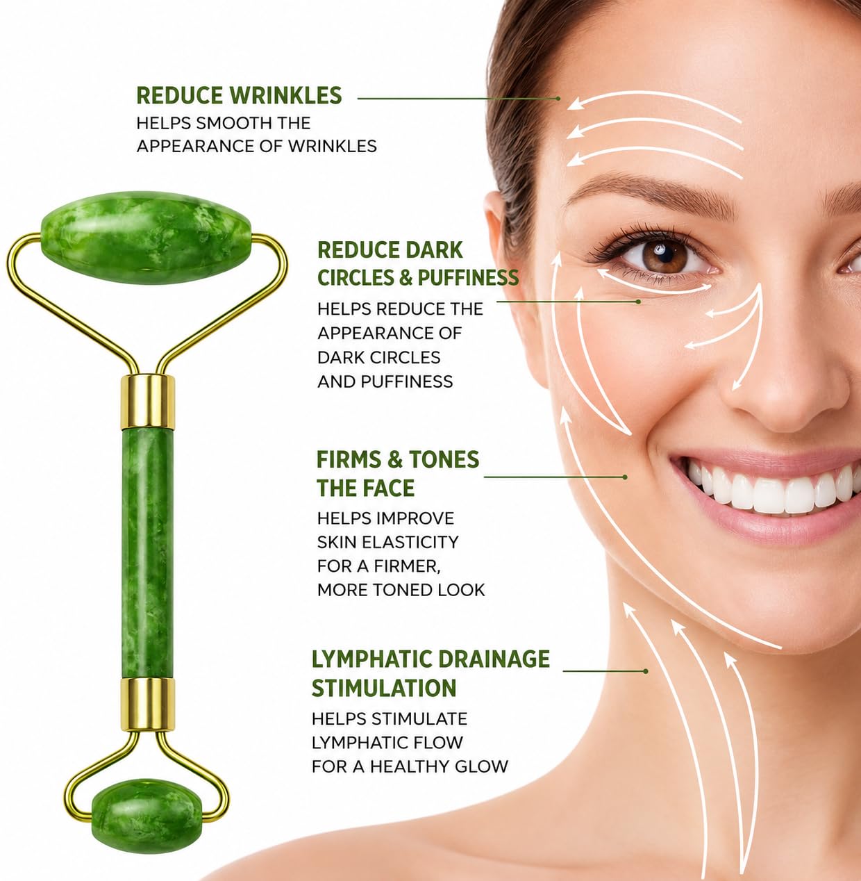 Jade Roller & Gua Sha Set – 100% Real Jade Stone Face Massager – Cooling Facial Massage Tool for Puffiness, Dark Circles, Skin Care & Relaxation – S&A Essentials