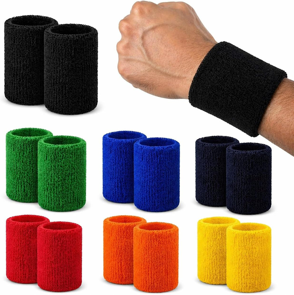 S&A Essentials Sweatband/Pulse Warmer Set of 2 - Terry Cloth Wrist Band for Sports & Fitness - Non-Slip, Absorbent & Comfortable