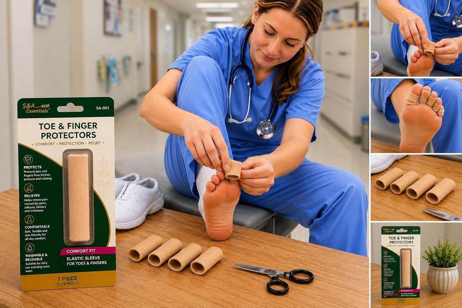 Generisch Toe & Finger Sleeve – Anti-Friction Toe Protector Against Pressure & Rubbing – Protection for Corns & Calluses – Cut-to-Size – Sizes S/M/L – S&A Essentials (L Ø 2,5 cm, Länge 15 cm)