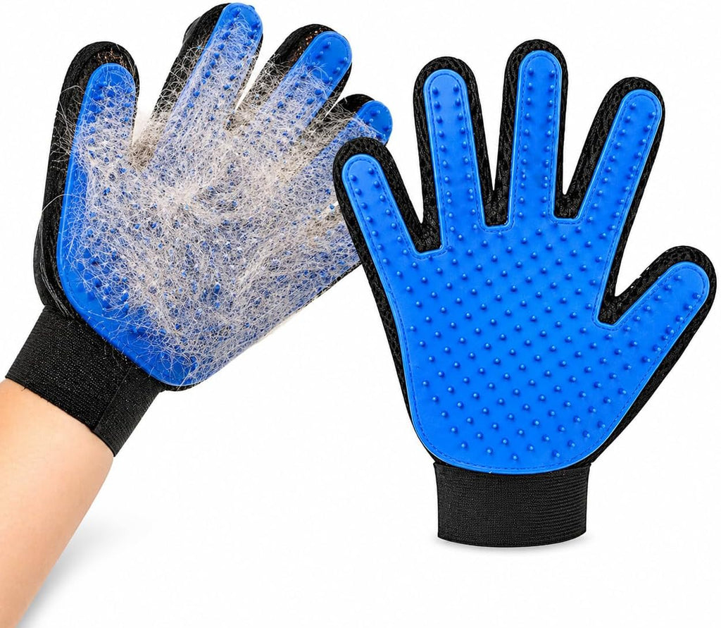 Generisch Dog & Cat Grooming Glove - Pet Hair Brush with 5-Finger Design - Removes Loose Hair, Undercoat & Dirt - Grooming Glove for Wet & Dry Fur - S&A Essentials®