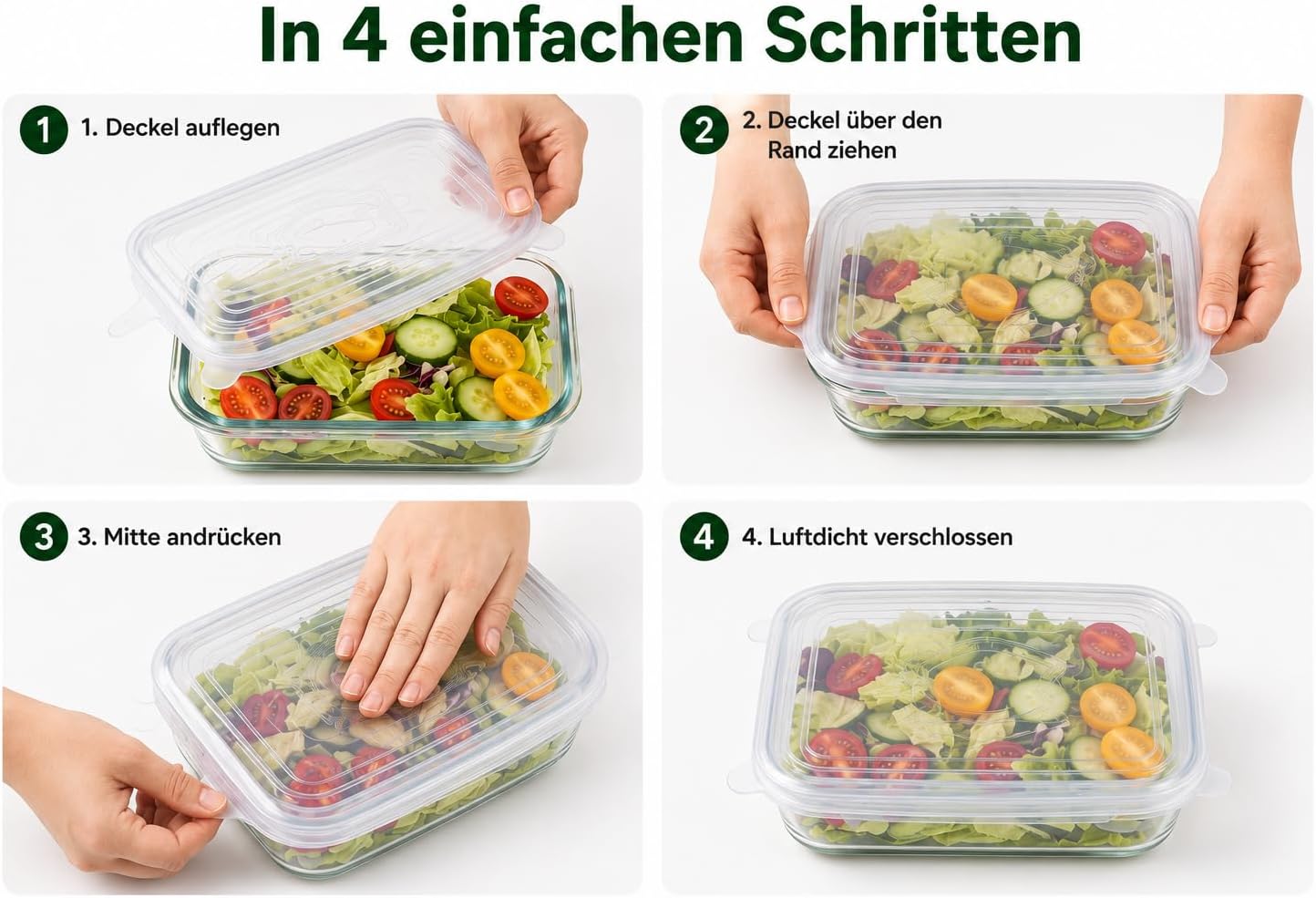 Silicone Stretch Lids Set of 6 - Reusable Fresh Keeping Lids for Bowls, Cans & Jars - Stretchy, Leak-proof & BPA Free - Dishwasher Safe & Microwave Safe - S&A Essentials®