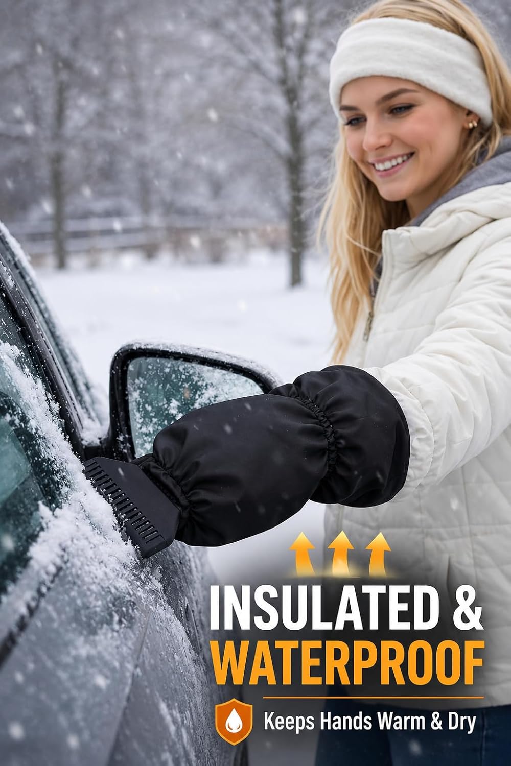 Ice Scraper with Glove Car - Warm, Waterproof & Windproof Snow Scraper - Robust Ice Scraper Removes Ice & Snow Quickly - No Freezing, No Wet Hands - S&A Essentials