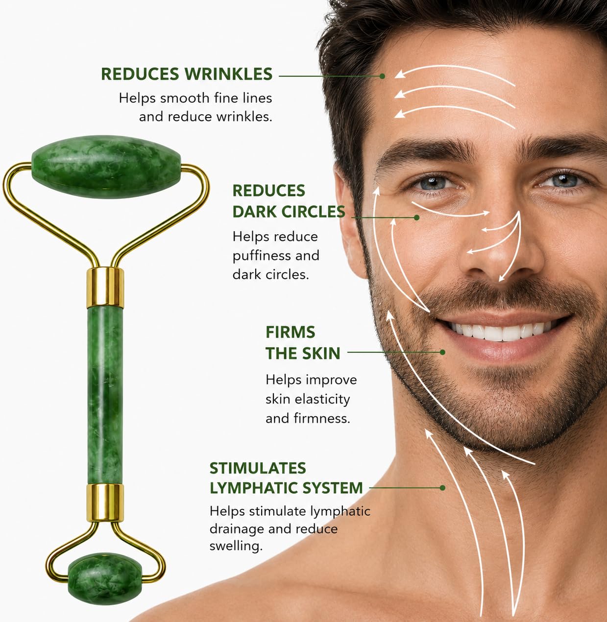 Jade Roller & Gua Sha Set – 100% Real Jade Stone Face Massager – Cooling Facial Massage Tool for Puffiness, Dark Circles, Skin Care & Relaxation – S&A Essentials