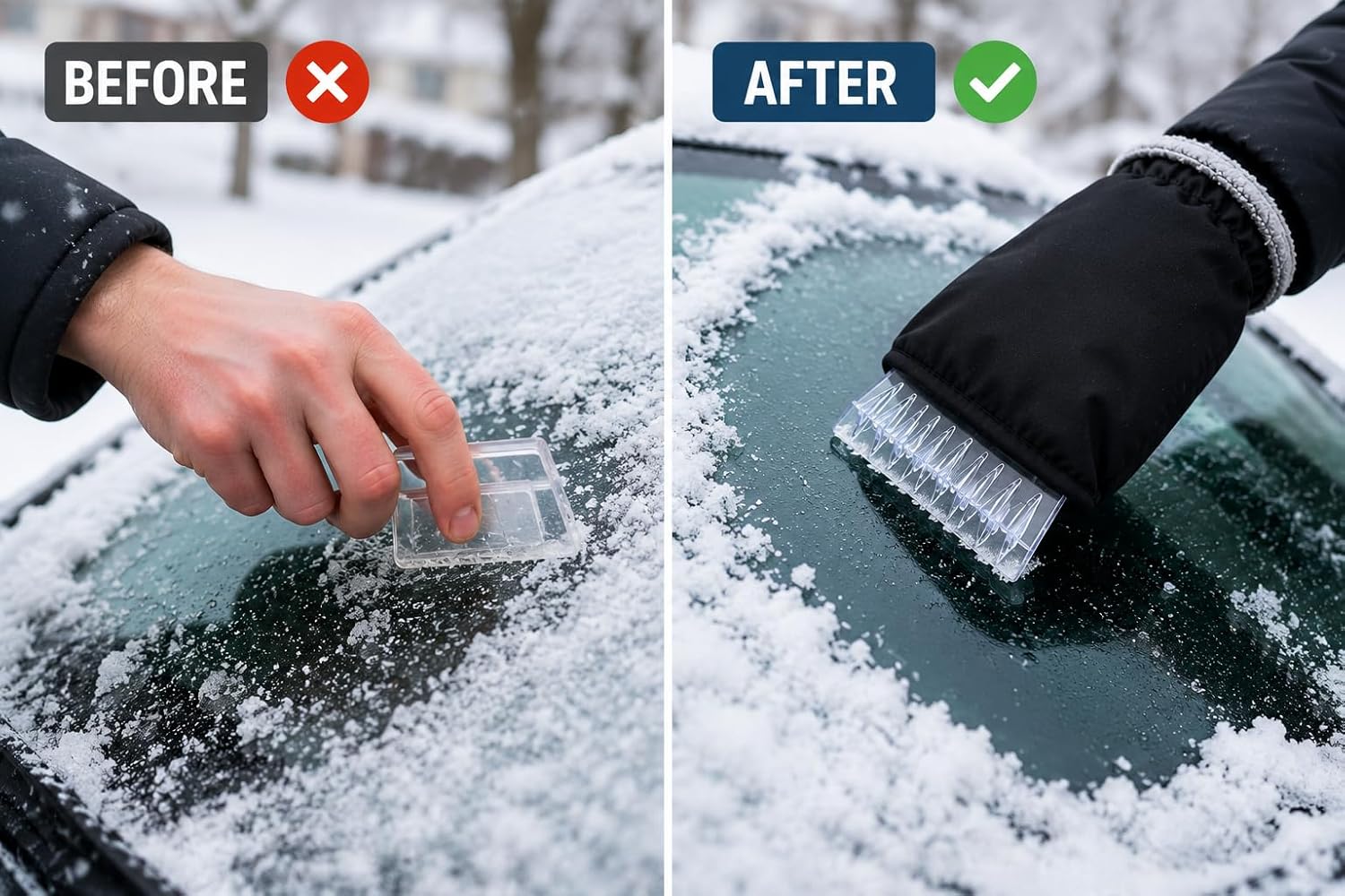 Ice Scraper with Glove Car - Warm, Waterproof & Windproof Snow Scraper - Robust Ice Scraper Removes Ice & Snow Quickly - No Freezing, No Wet Hands - S&A Essentials