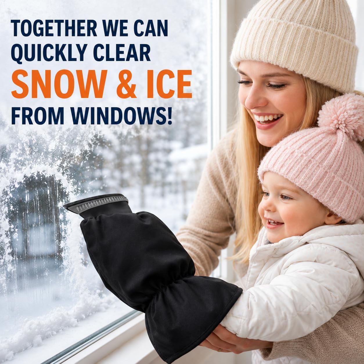 Ice Scraper with Glove Car - Warm, Waterproof & Windproof Snow Scraper - Robust Ice Scraper Removes Ice & Snow Quickly - No Freezing, No Wet Hands - S&A Essentials