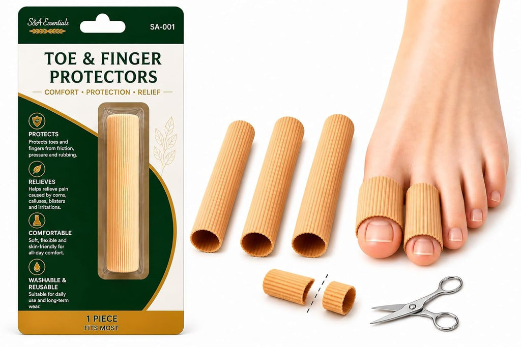Generisch Toe & Finger Sleeve – Anti-Friction Toe Protector Against Pressure & Rubbing – Protection for Corns & Calluses – Cut-to-Size – Sizes S/M/L – S&A Essentials (L Ø 2,5 cm, Länge 15 cm)