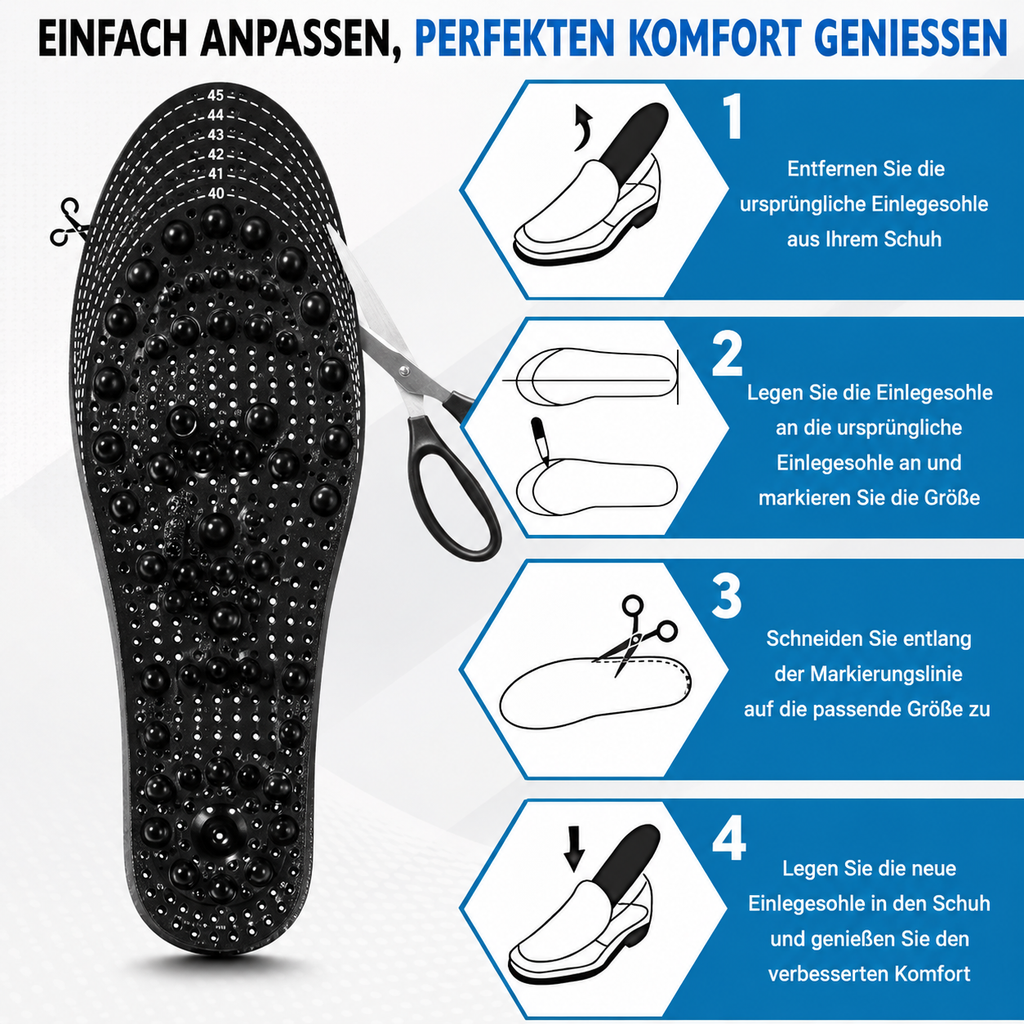 Magnetische Schuheinlagen – Zuschneidbare Komfort-Einlegesohlen mit Magnetelementen | Atmungsaktiv | Für Damen & Herren | S&A Essentials
